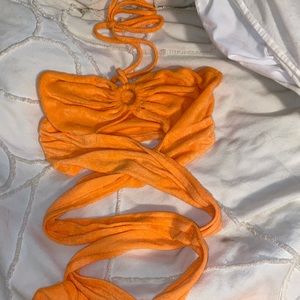 Orange tie crop top